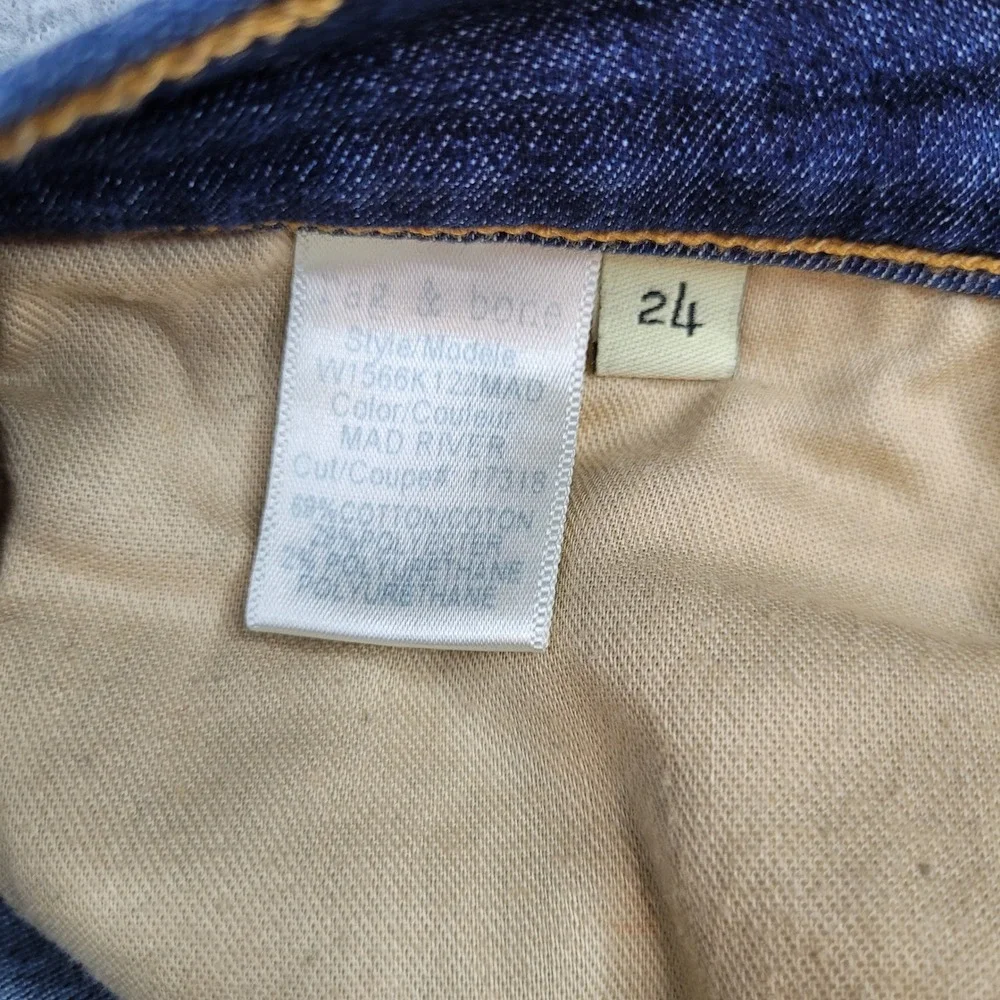 Rag &‎ Bone 10 Inch Ankle Skinny Jeans Womens 24x27 Blue Mad River Raw Hem